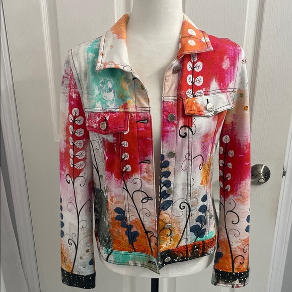 Dolcezza Jackets & Blazers - Floral Multicolor Women's Jacket by Dolceeza Silver Buttons Sz S(4)